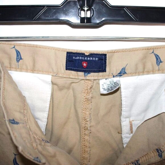 Saddlebred Men’s Shorts 38W Marlin Print Khaki 7” Inseam Cotton Stretch Nautical - Picture 4 of 4